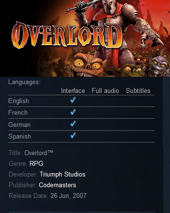 Overlord + Overlord : Raising Hell Steam - Click Image to Close